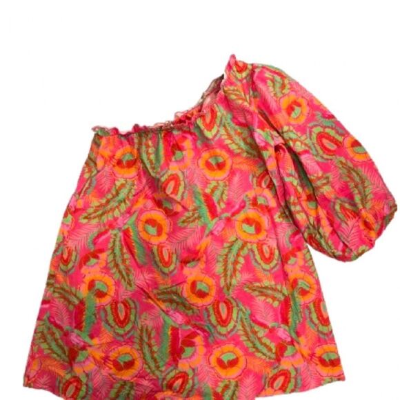 Show Me Your MuMu Pink and Green One-Shoulder Dress - Picture 2 of 6